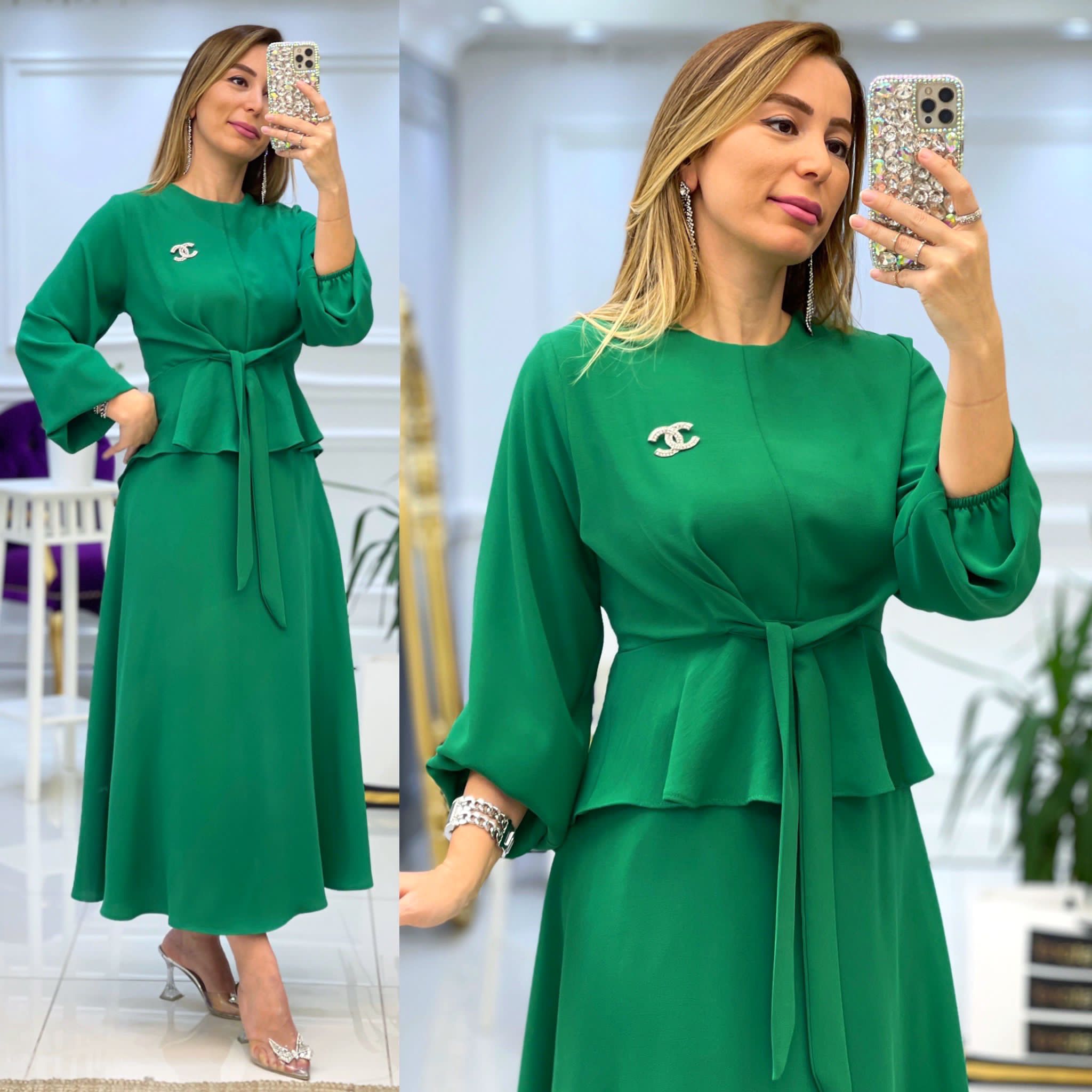 Bağlamalı bluz etek takım - Görsel 7