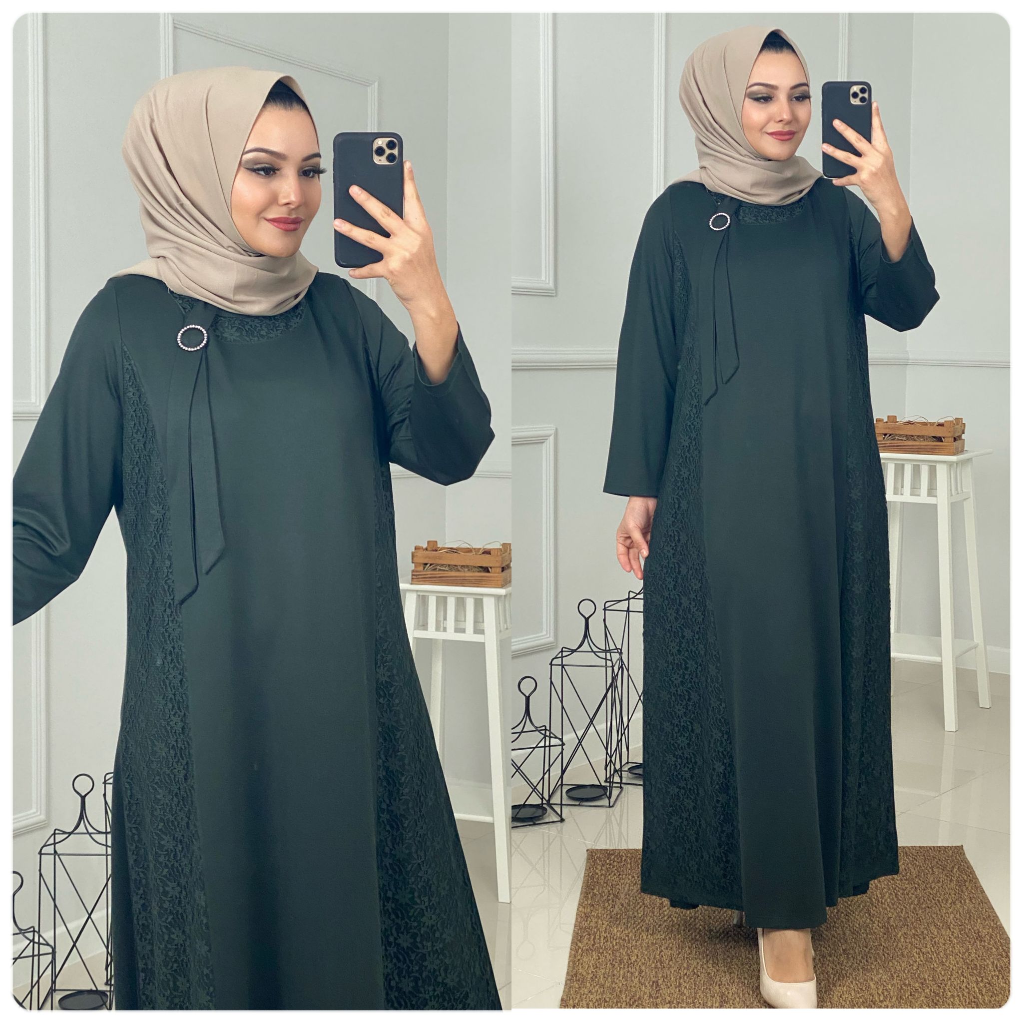 Dantel detaylı elbise - Görsel 3