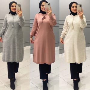 Kolu kabartmalı triko tunik