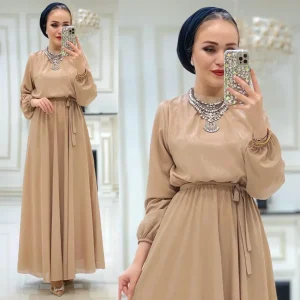Monica elbise jakarlı krep kumaş