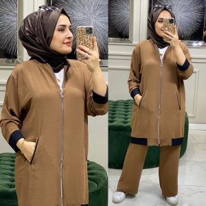 Fermuarlı tunik pantolon takım