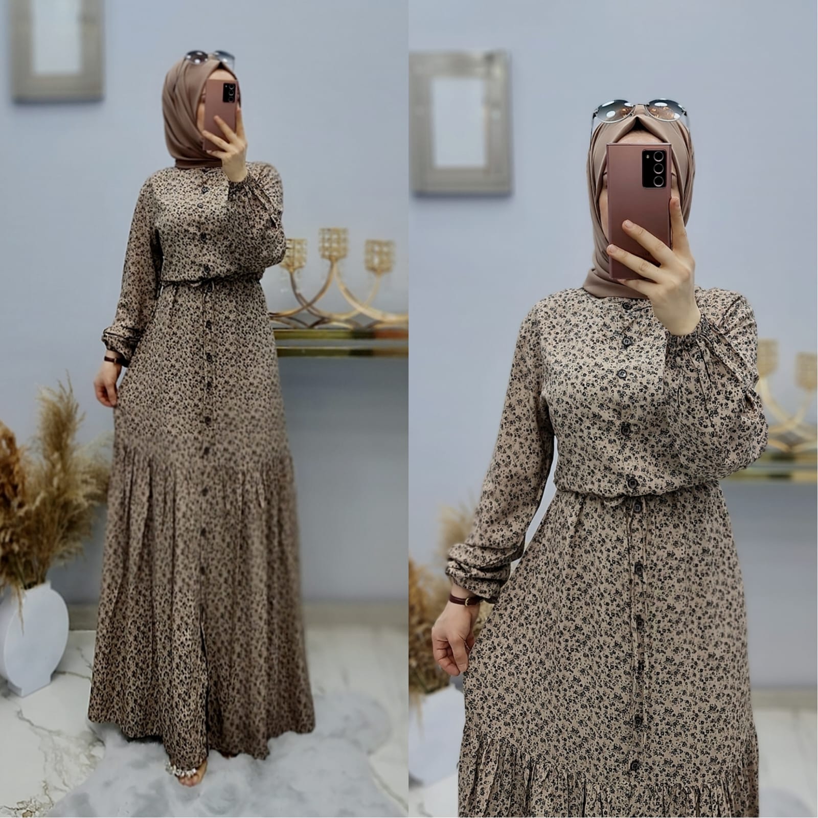 Yazlık pamuklu kumaş elbise - Görsel 17