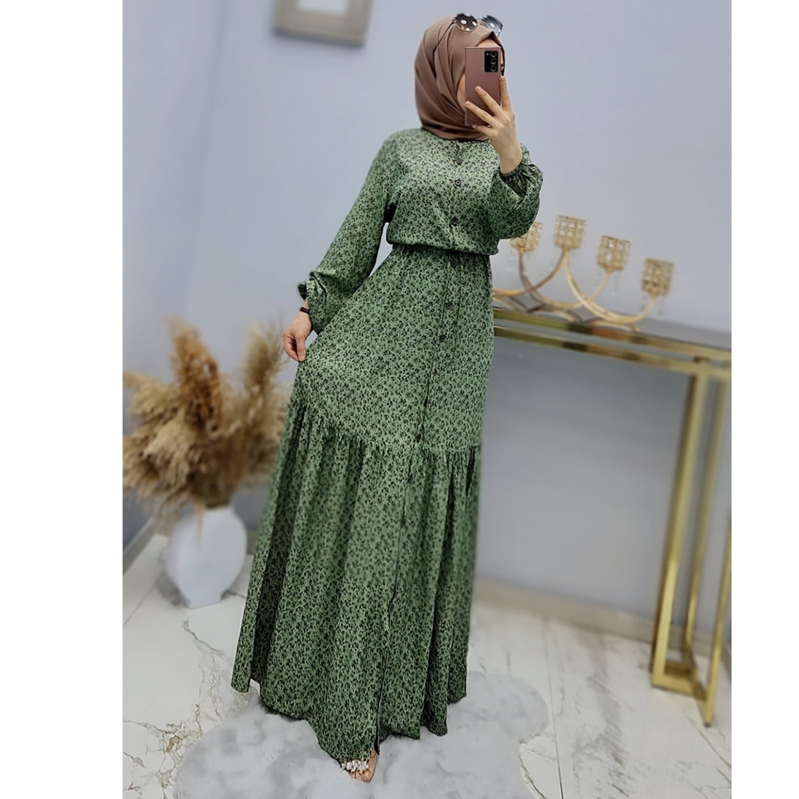 Yazlık pamuklu kumaş elbise - Görsel 10