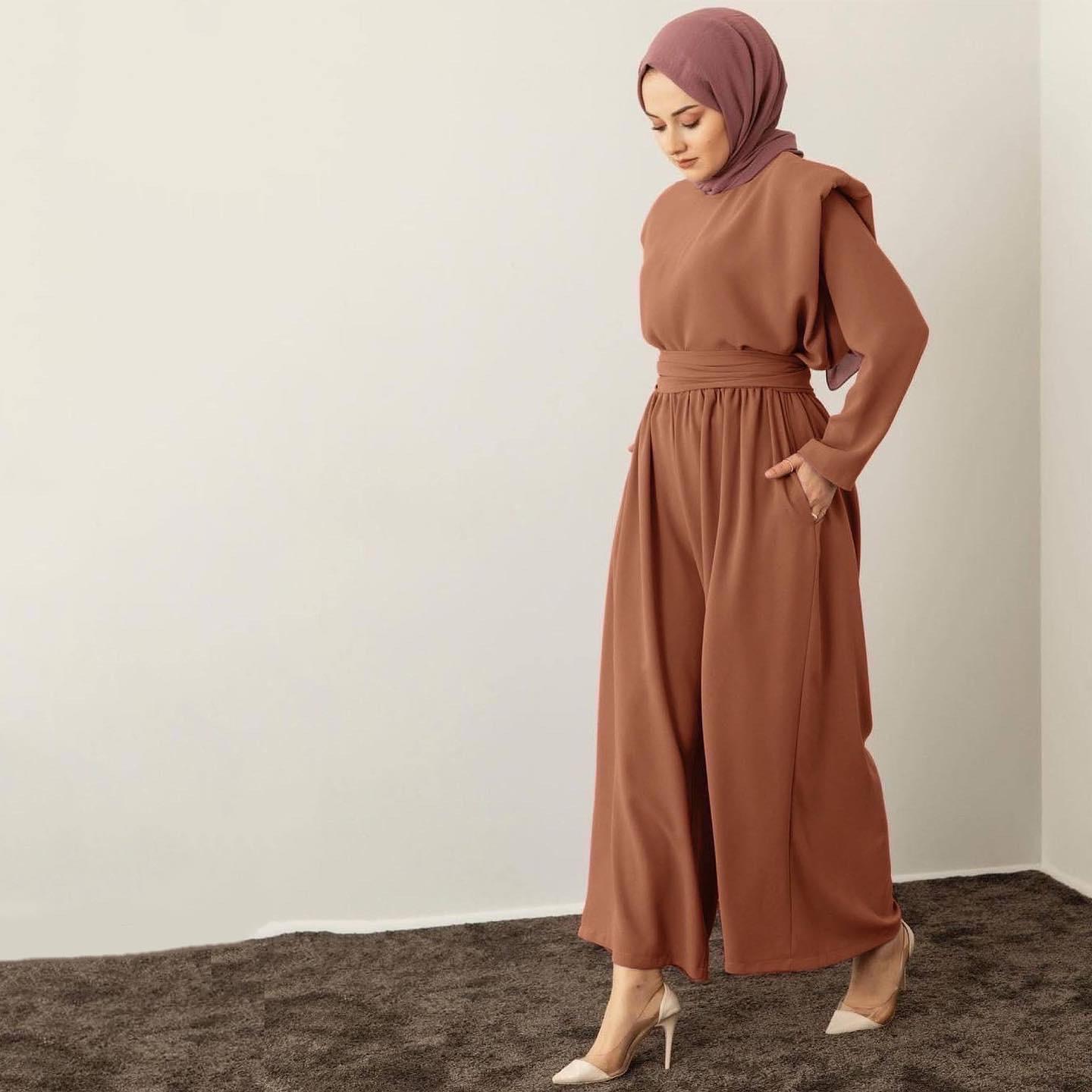 Kuşaklı krep kumaş takım - Görsel 5