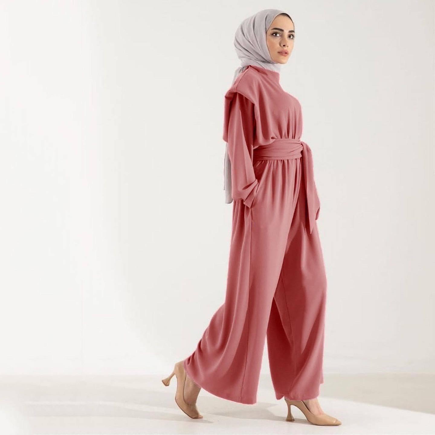 Kuşaklı krep kumaş takım - Görsel 4