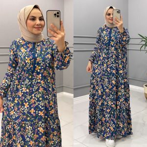 Çiçekli bahar pamuk viskon elbise