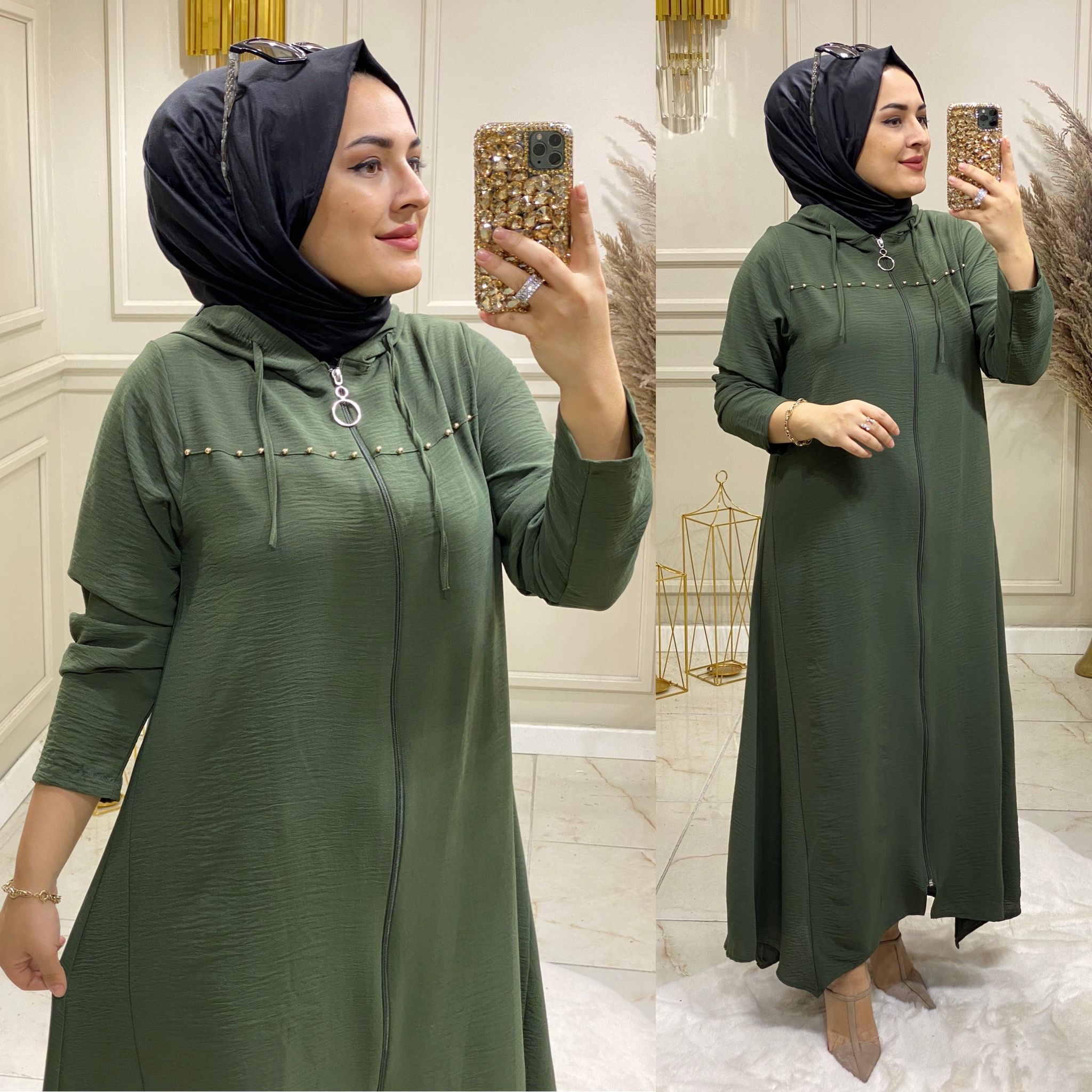 Asimetrik kesim ayrobin fermuarlı kap - Görsel 10
