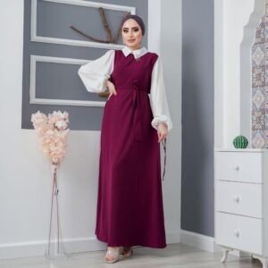 Gömlek yaka elbise ayrobin kumaş