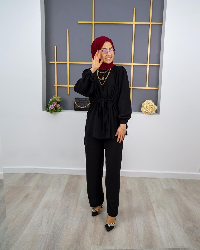 Ayrobin belden kuşaklı tunik takım - Görsel 5