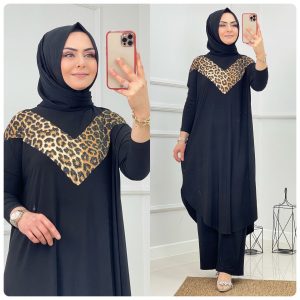 Leopar ikili takım Sandy kumaş