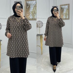 Krep kumaş tunik pantolon takım