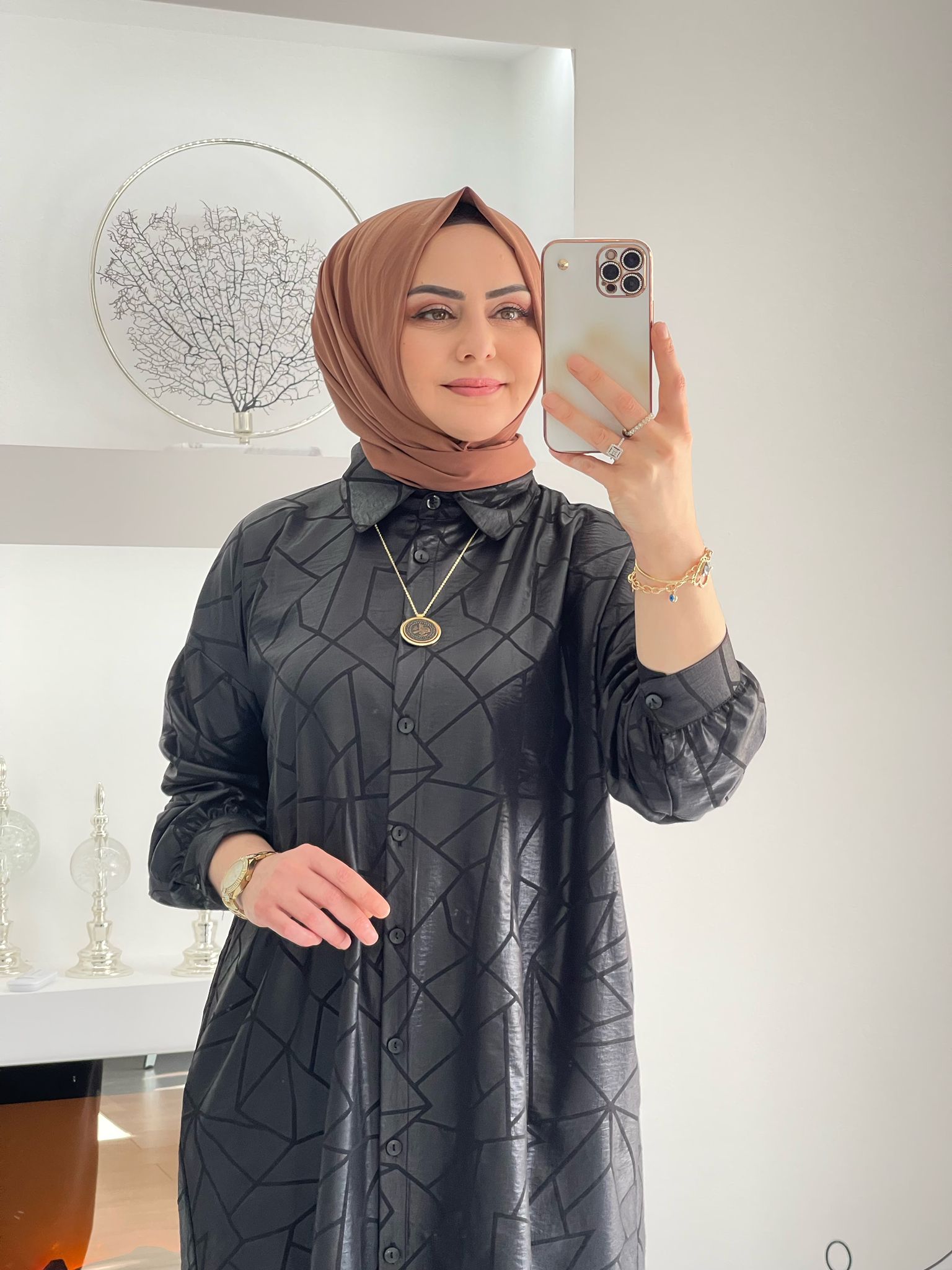 Düğmeli ayrobin kumaş tunik takım - Görsel 4