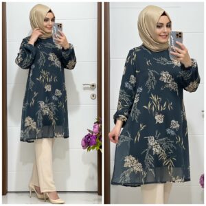 Şifon kumaş tunik pantolon takım
