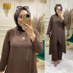 Ayrobin kumaş tunik pantolon takım