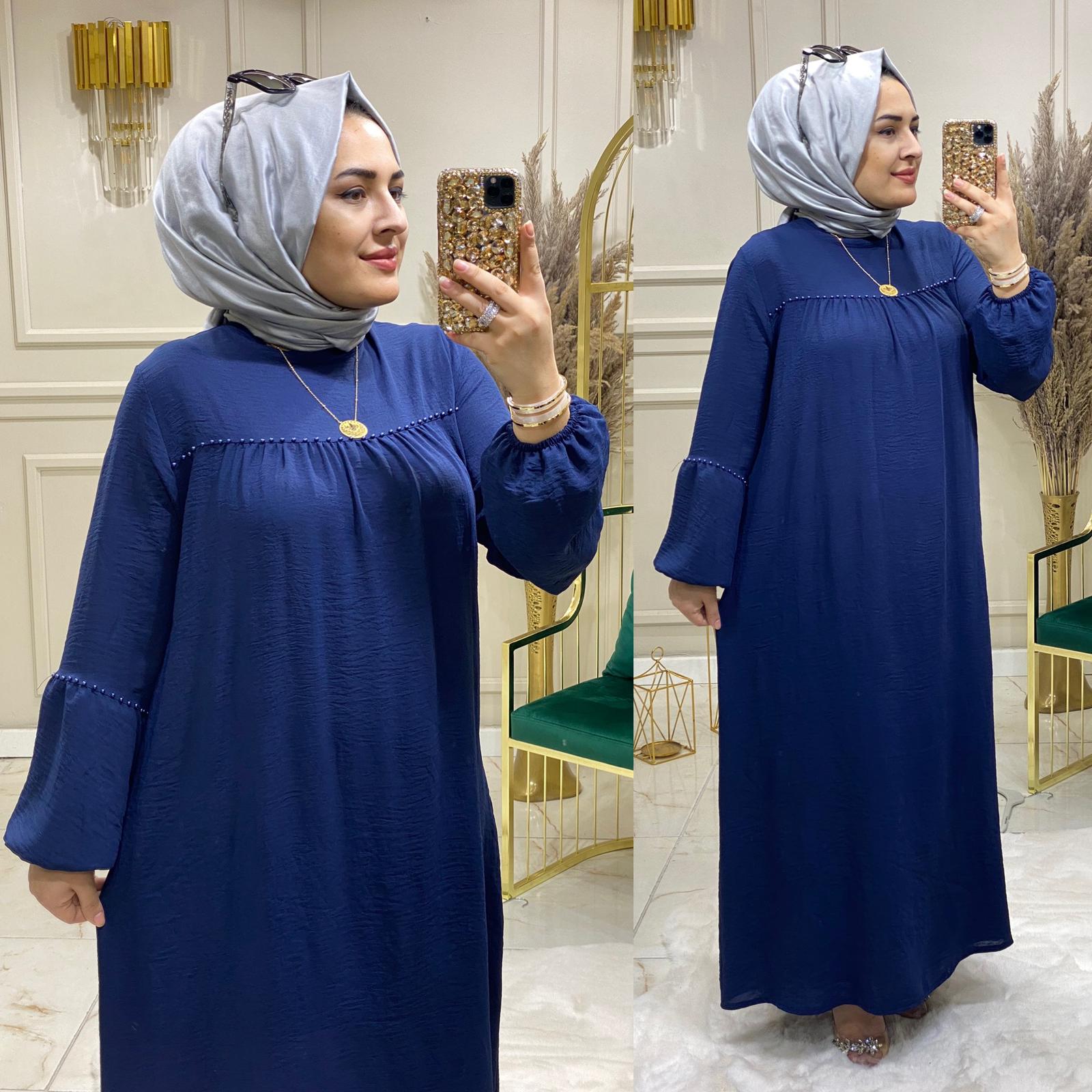Taş detaylı ayrobin kumaş elbise - Görsel 2