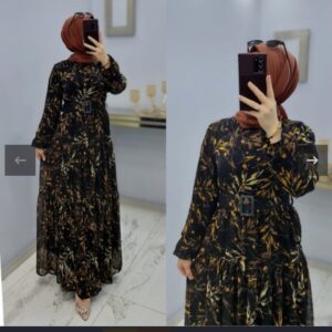 Gelincik şifon kumaş elbise astarlı