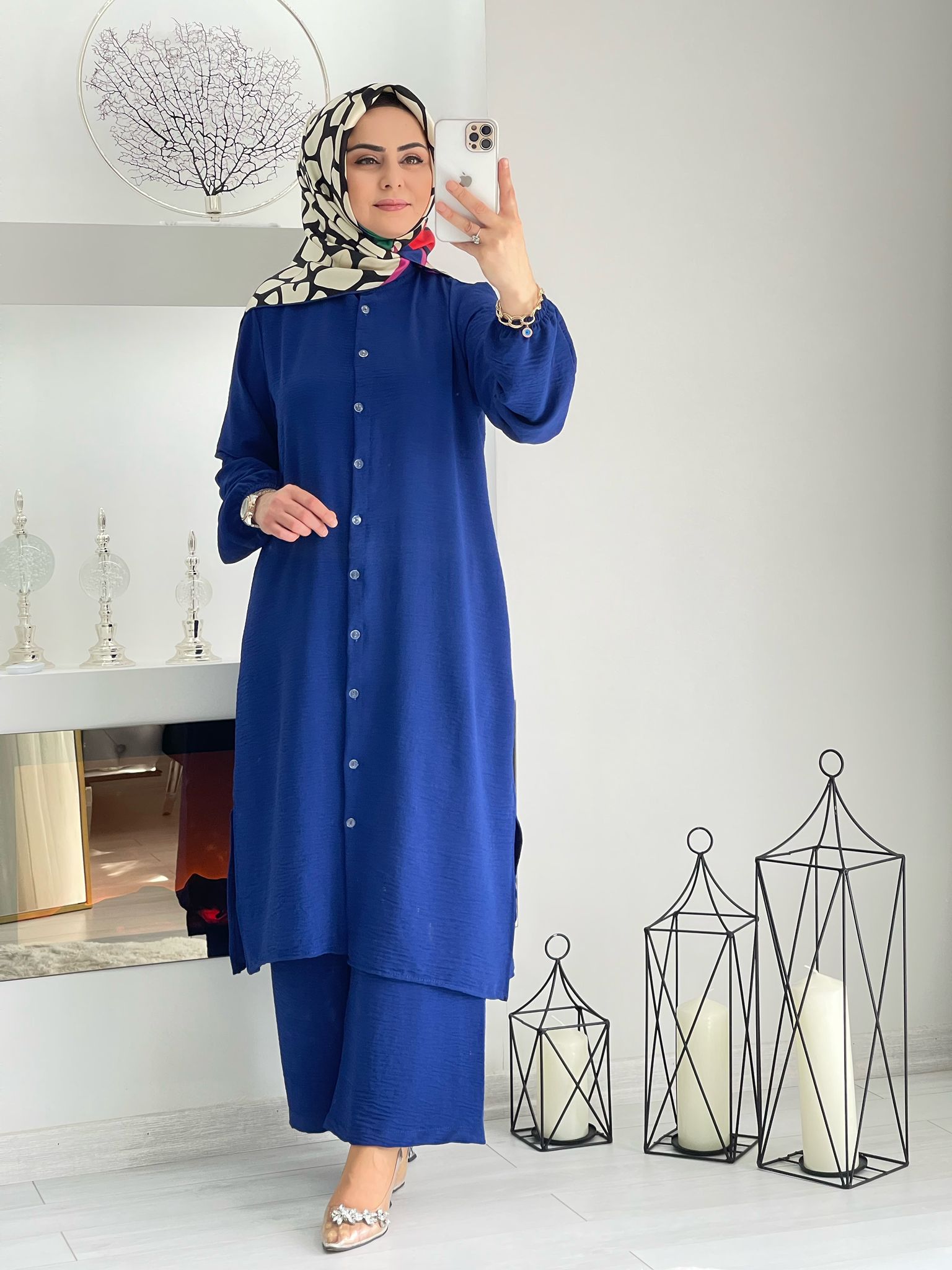 Ayrobin kumaş tunik pantolon takım - Görsel 8