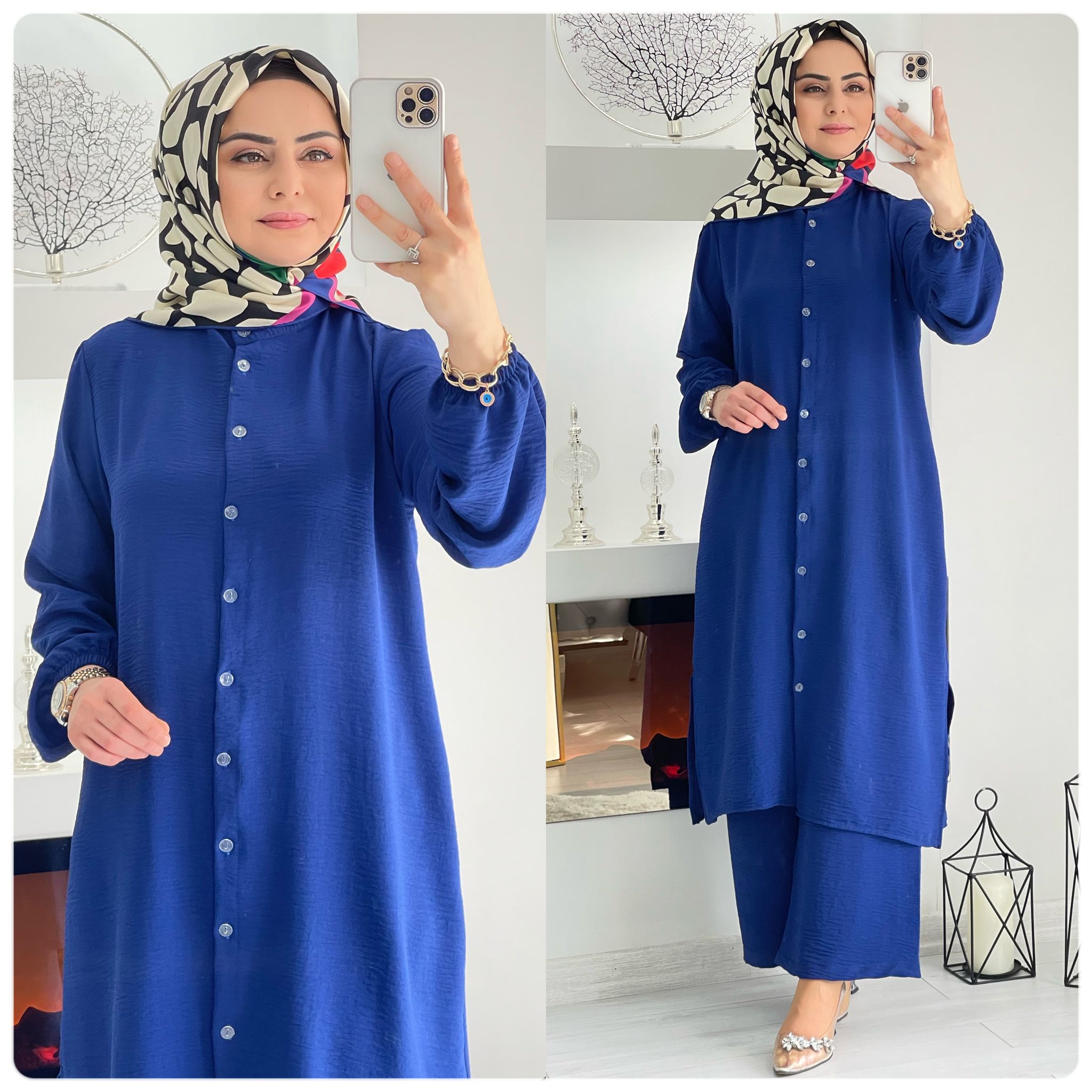 Ayrobin kumaş tunik pantolon takım - Görsel 6