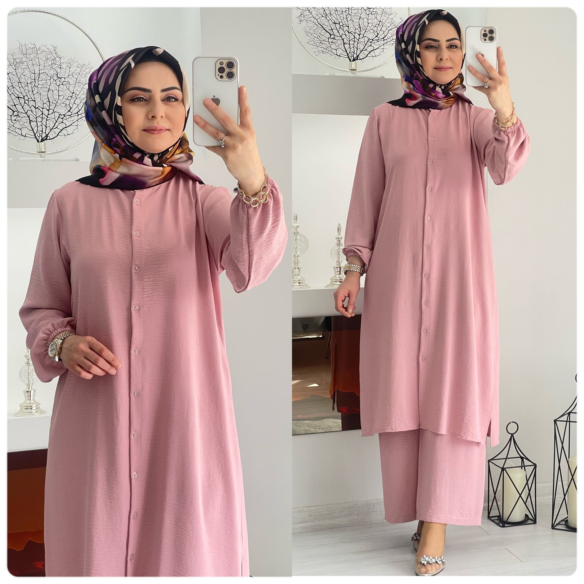 Ayrobin kumaş tunik pantolon takım - Görsel 4