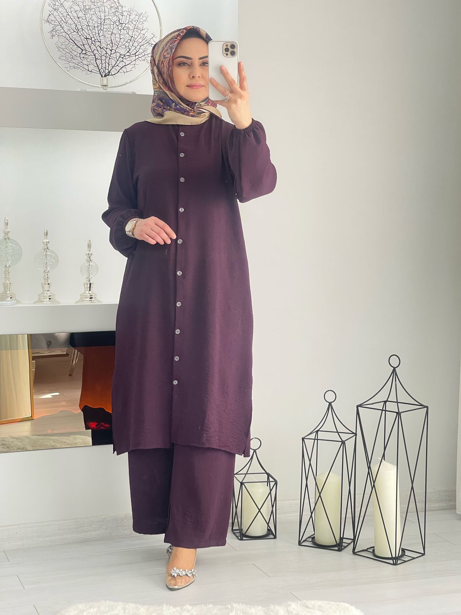 Ayrobin kumaş tunik pantolon takım - Görsel 2