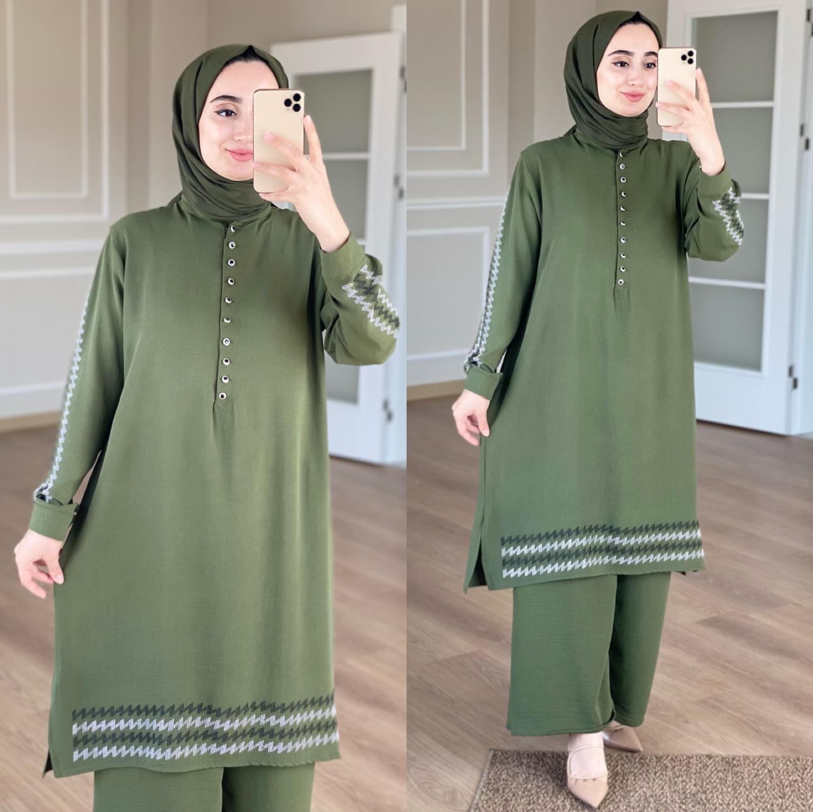 Tunik pantolon takım ayrobin kumaş - Görsel 5