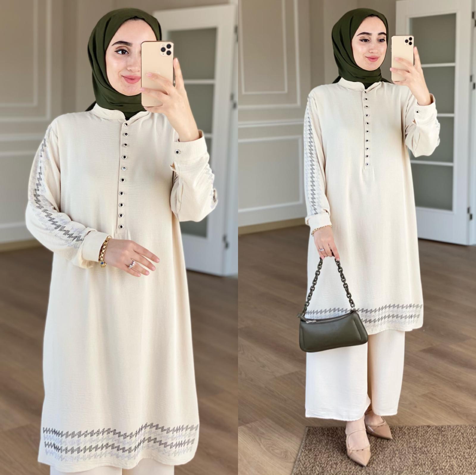 Tunik pantolon takım ayrobin kumaş