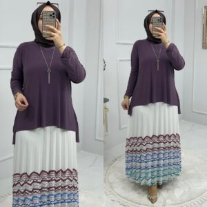 Etekli tunik takım sandy kumaş