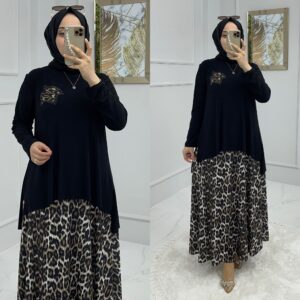 Etekli tunik takım sandy kumaş