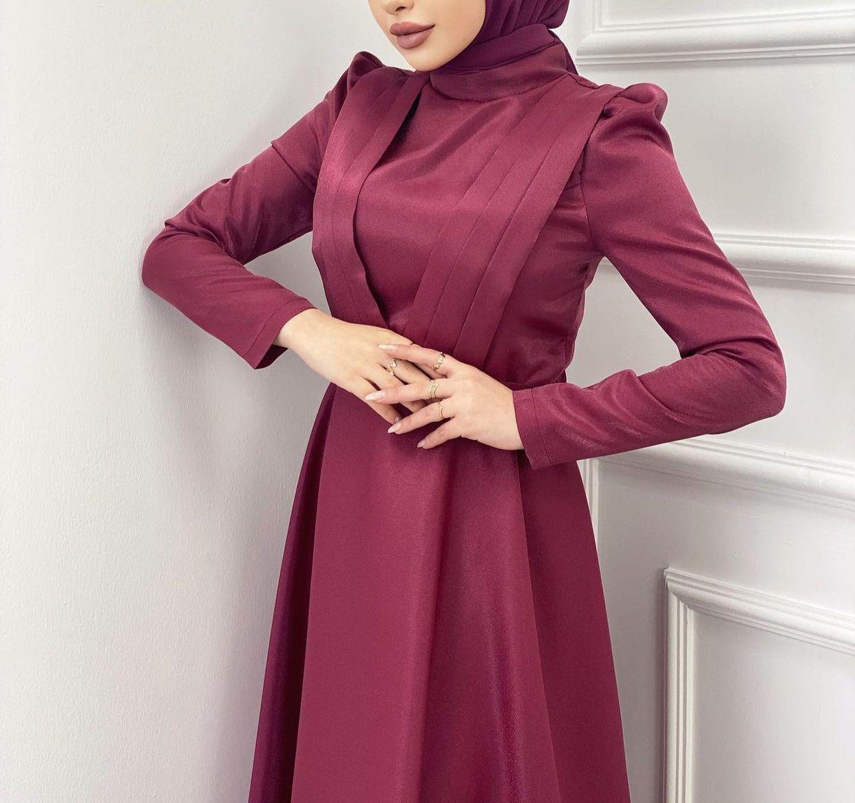 1.sınıf kalın saten kumaş abiye - Görsel 7