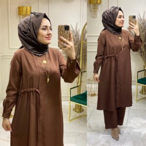 Krep kumaş tunik pantolon takım