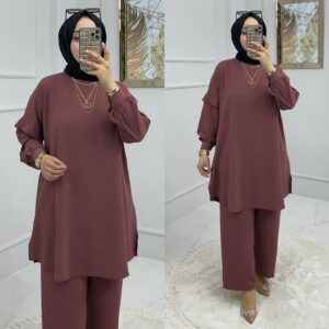 Ayrobin kumaş tunik pantolon takım