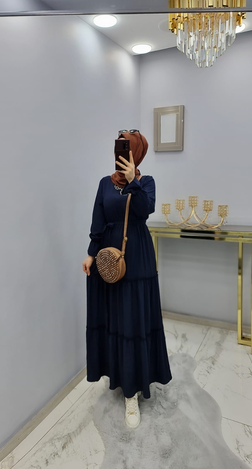 Pamuk ayrobin kumaş elbise - Görsel 8