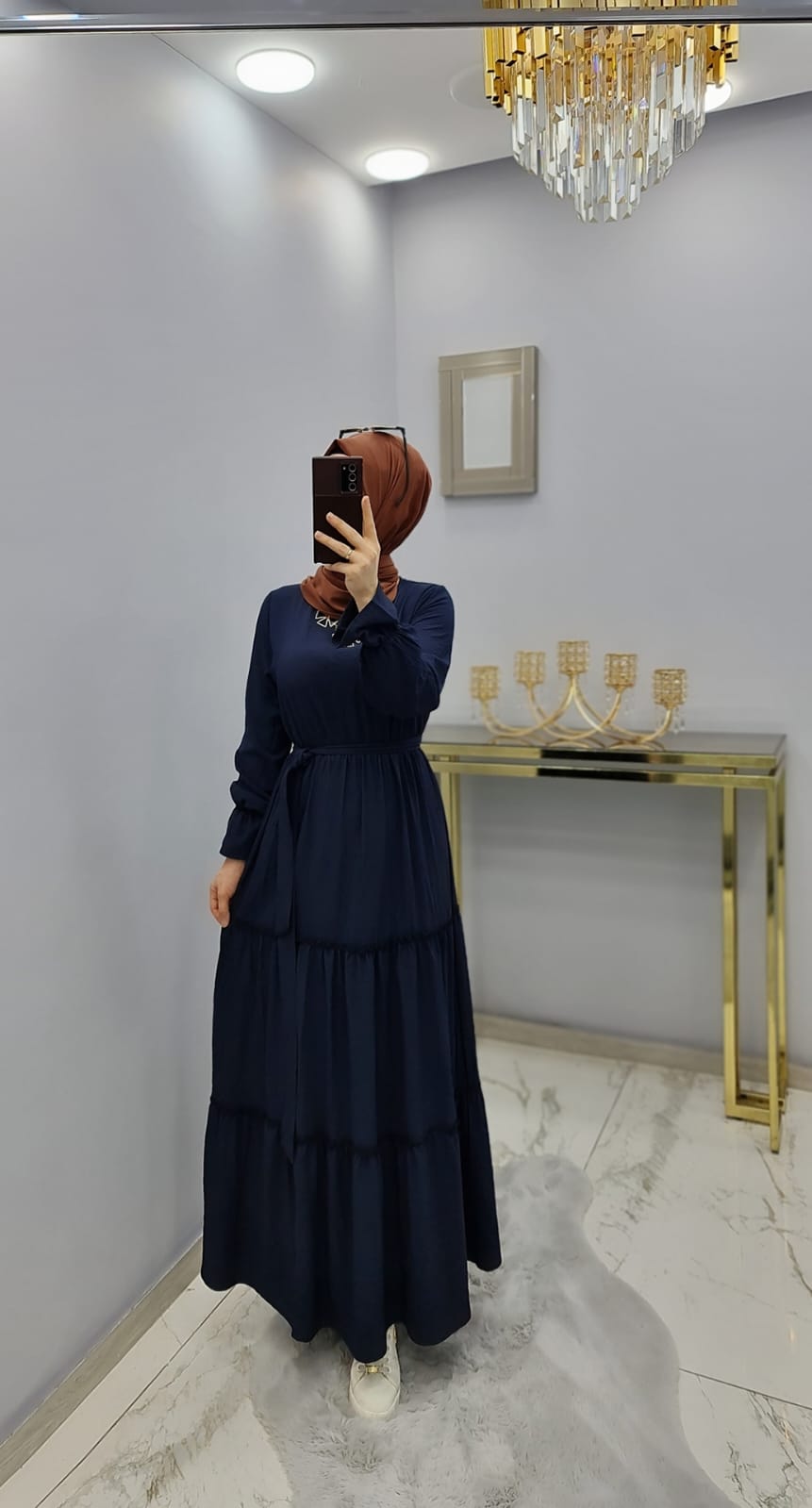 Pamuk ayrobin kumaş elbise - Görsel 7