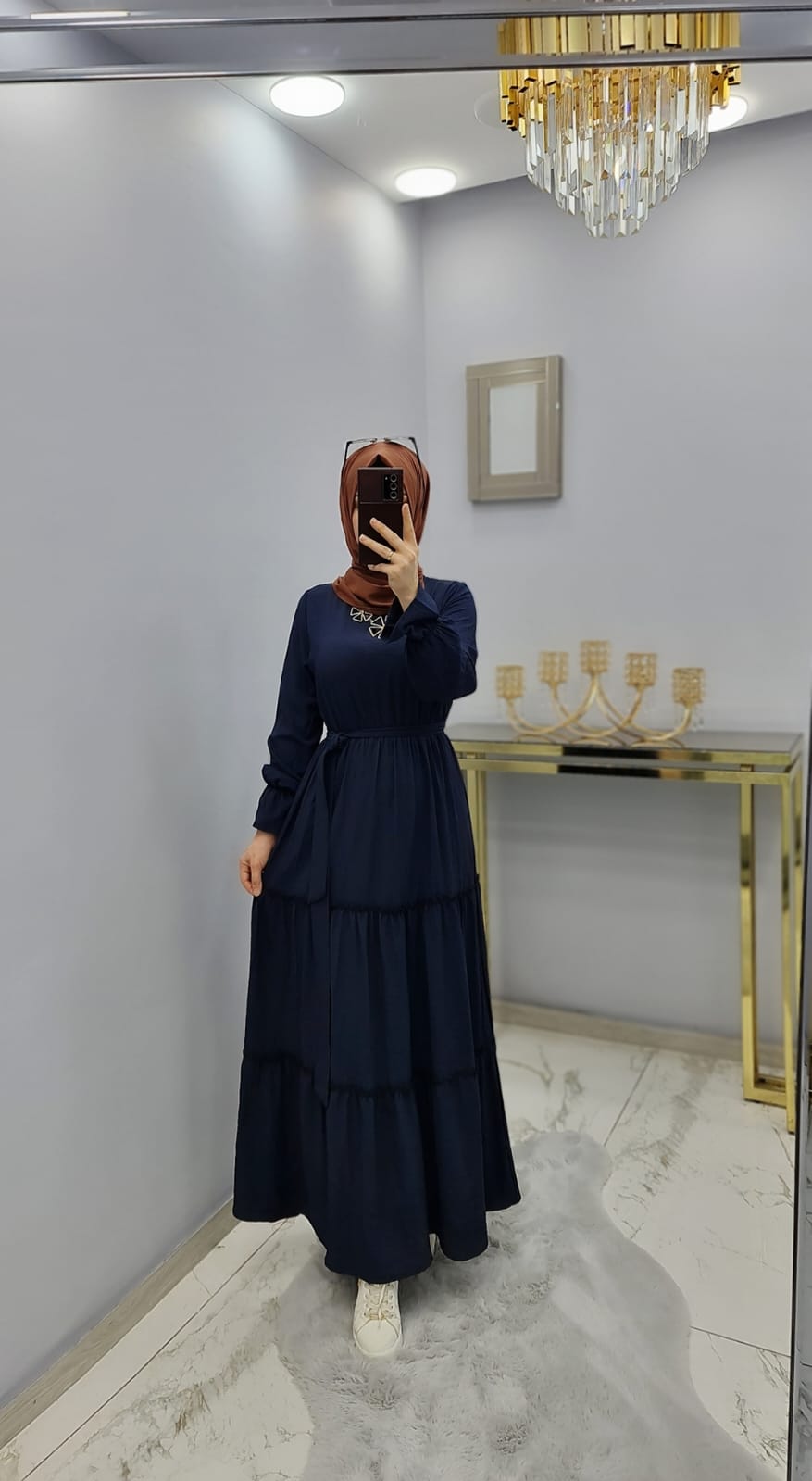 Pamuk ayrobin kumaş elbise - Görsel 6