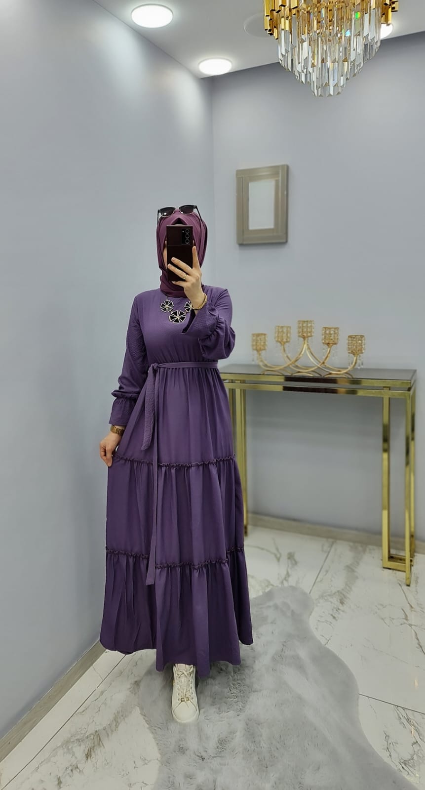 Pamuk ayrobin kumaş elbise - Görsel 3