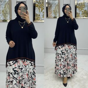 Etekli tunik takım sandy kumaş