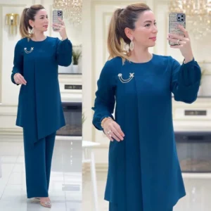 Krep kumaş tunik pantolon takım