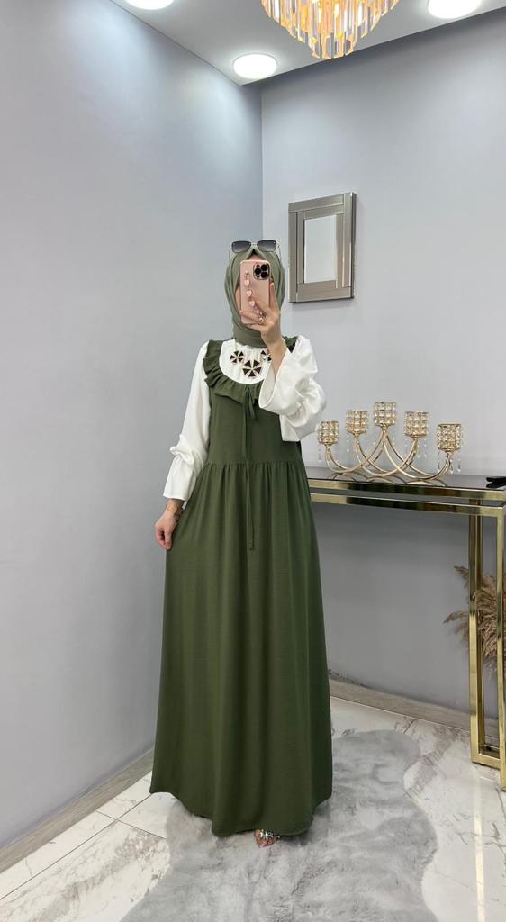 Ayrobin kumaş gömlek elbise - Görsel 7
