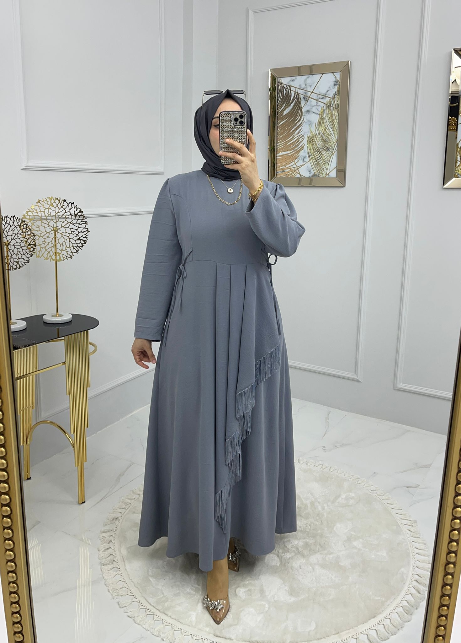 Ahunaz ayrobin kumaş elbise - Görsel 6