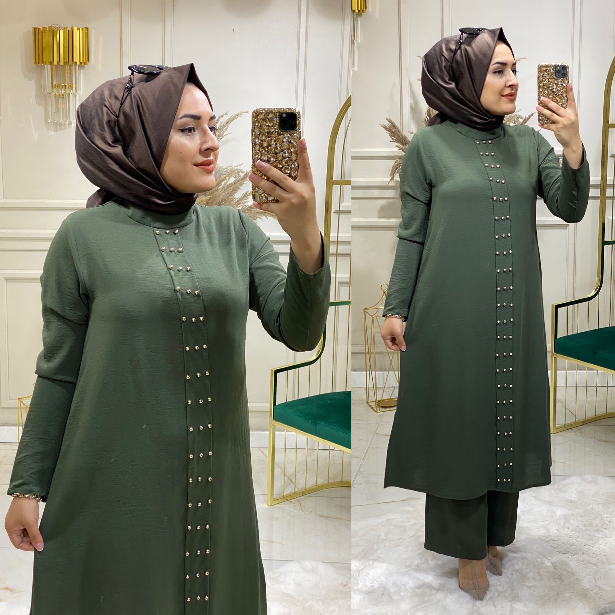 Taş detaylı ayrobin tunik takım - Görsel 5