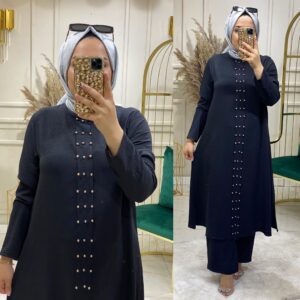 Taş detaylı ayrobin tunik takım