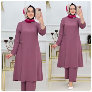 Ayrobin kumaş tunik pantolon takım