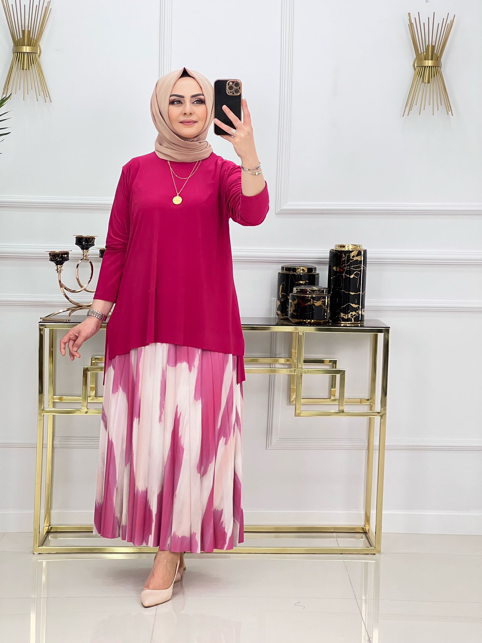 Etekli tunik takım sandy kumaş - Görsel 8