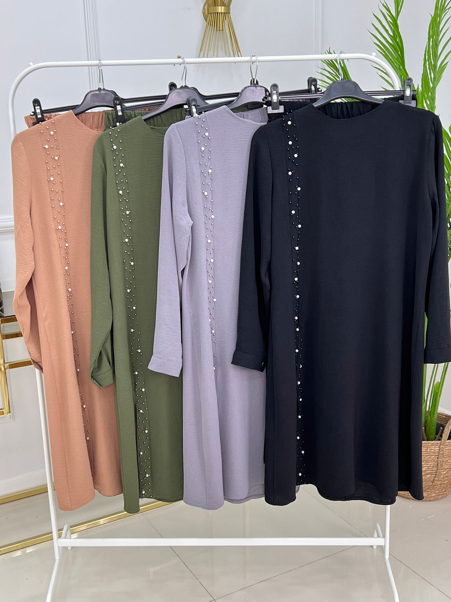 İnci detaylı tunik pantolon takım - Görsel 2