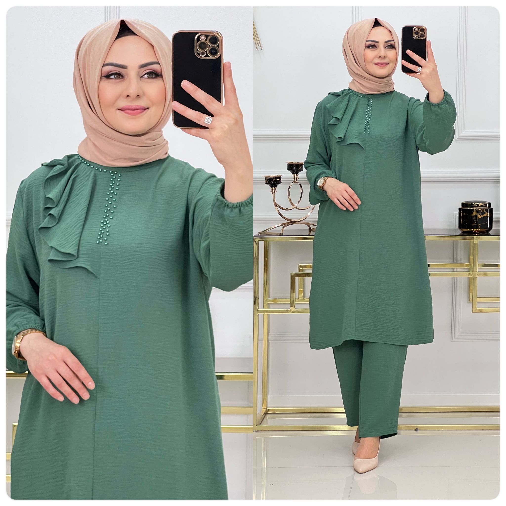 Ayrobin kumaş tunik takım - Görsel 10