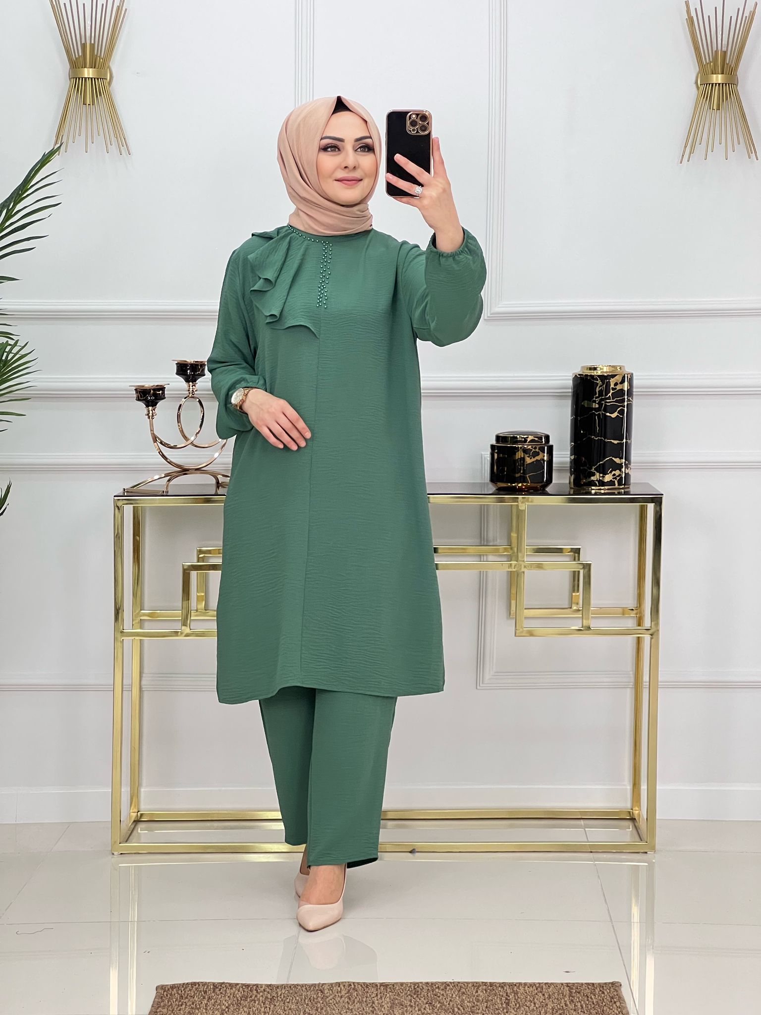 Ayrobin kumaş tunik takım - Görsel 12