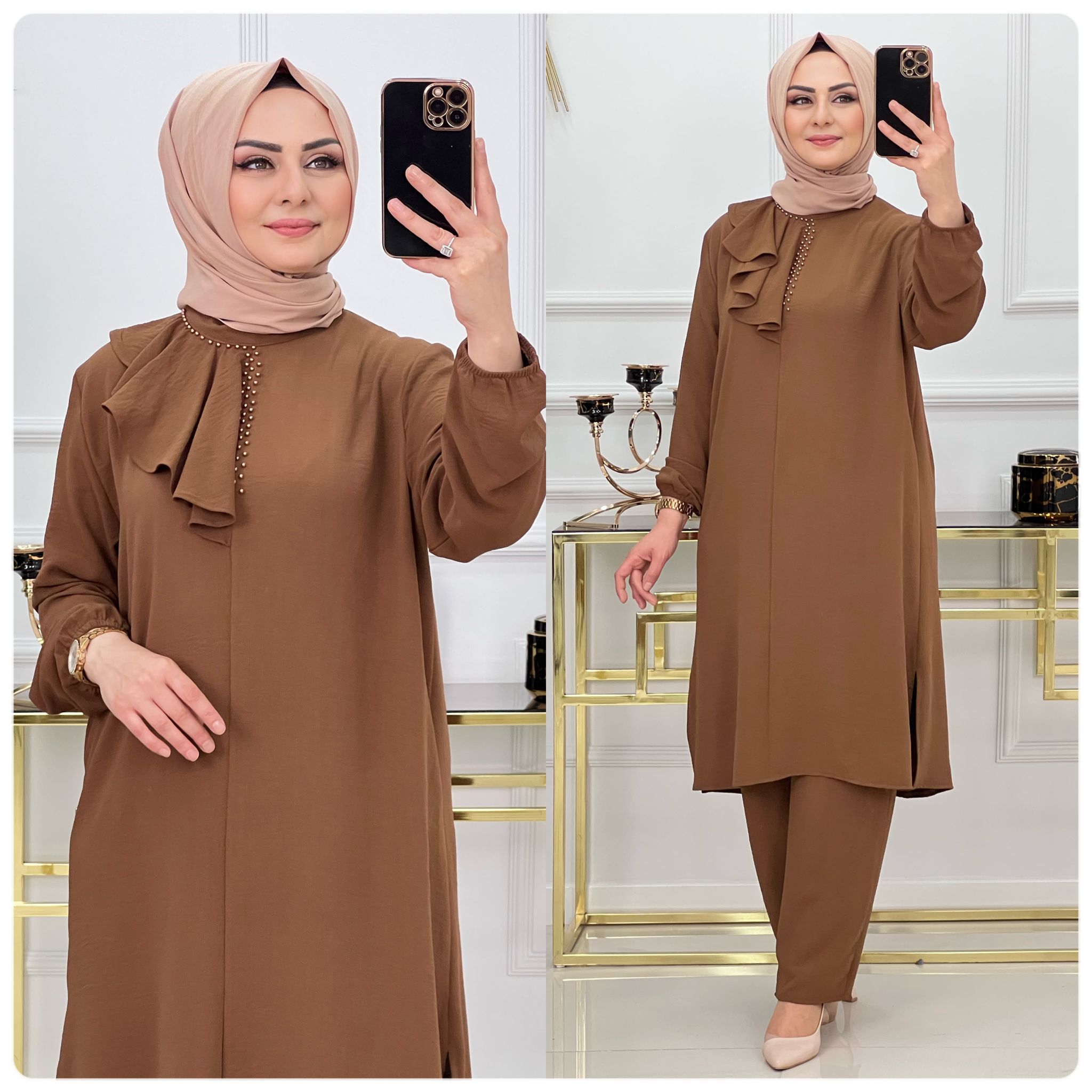 Ayrobin kumaş tunik takım