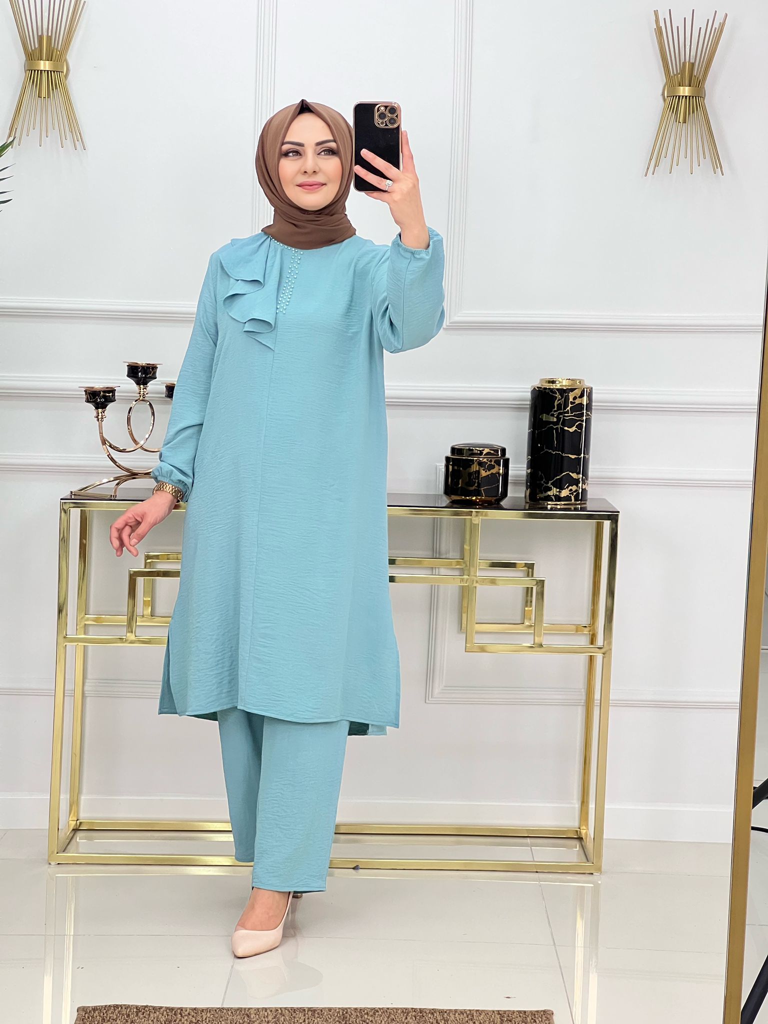 Ayrobin kumaş tunik takım - Görsel 9
