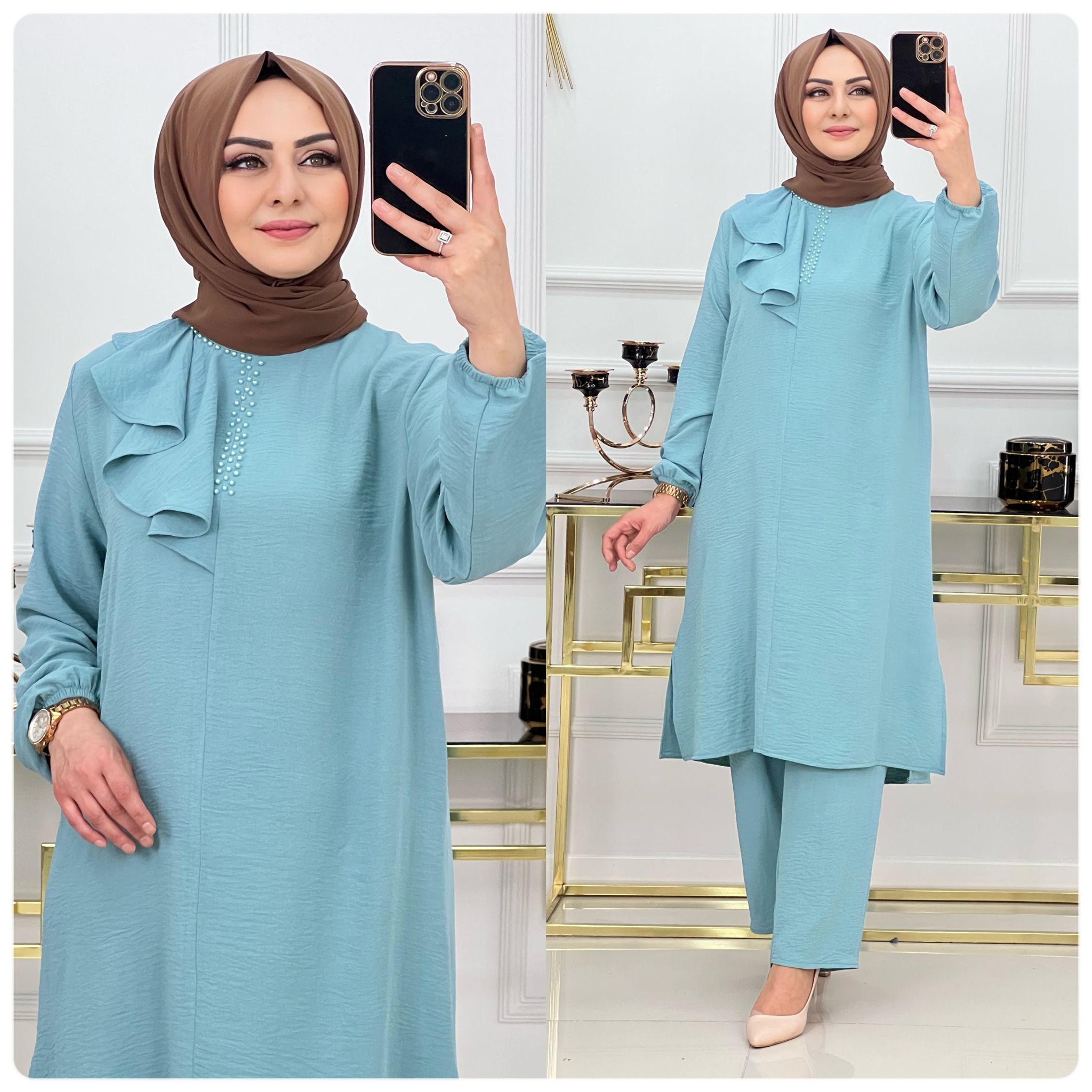 Ayrobin kumaş tunik takım - Görsel 7