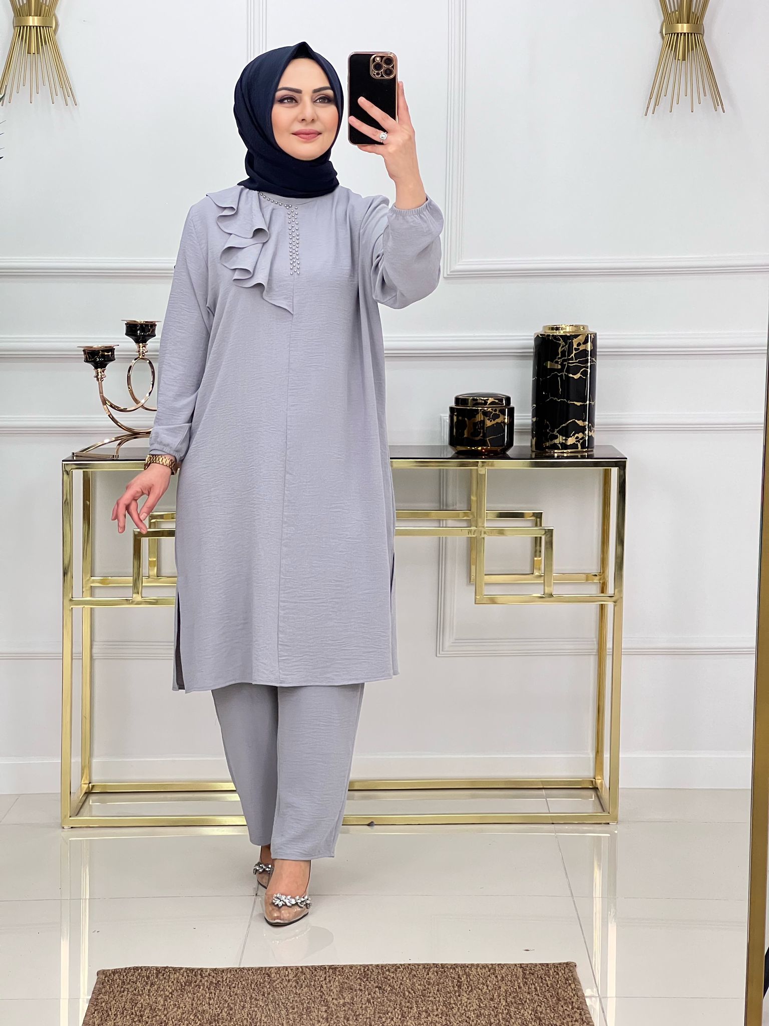 Ayrobin kumaş tunik takım - Görsel 2